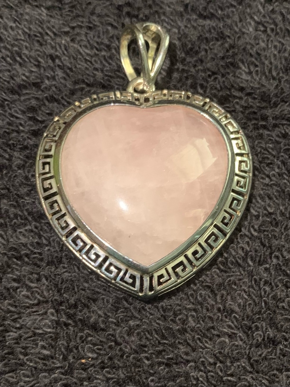 Sterling Sliver Heart-Shaped Rose Quartz Pendant